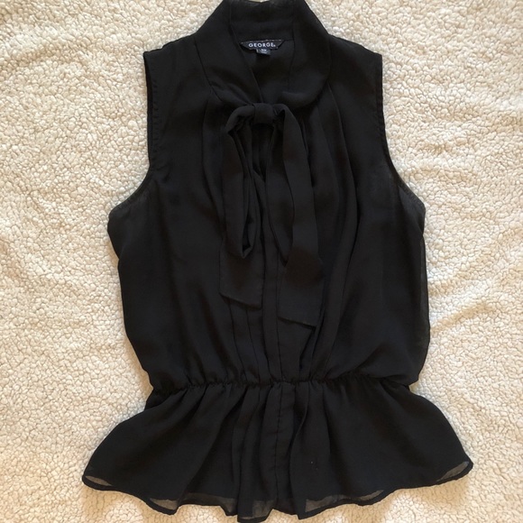 George High neck bow tie peplum top - Picture 2 of 5